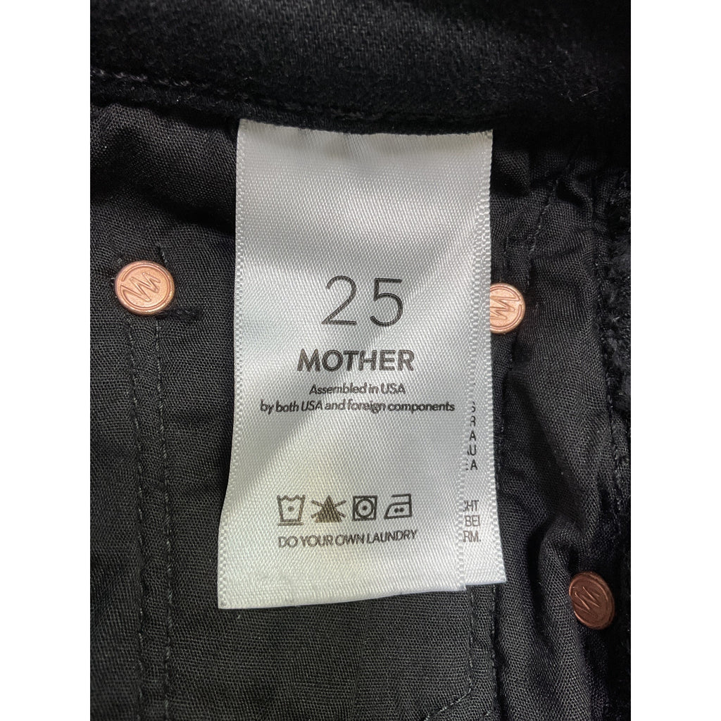 Mother Insider Crop Black Cotton Step Fray Denim Jean  Size 25