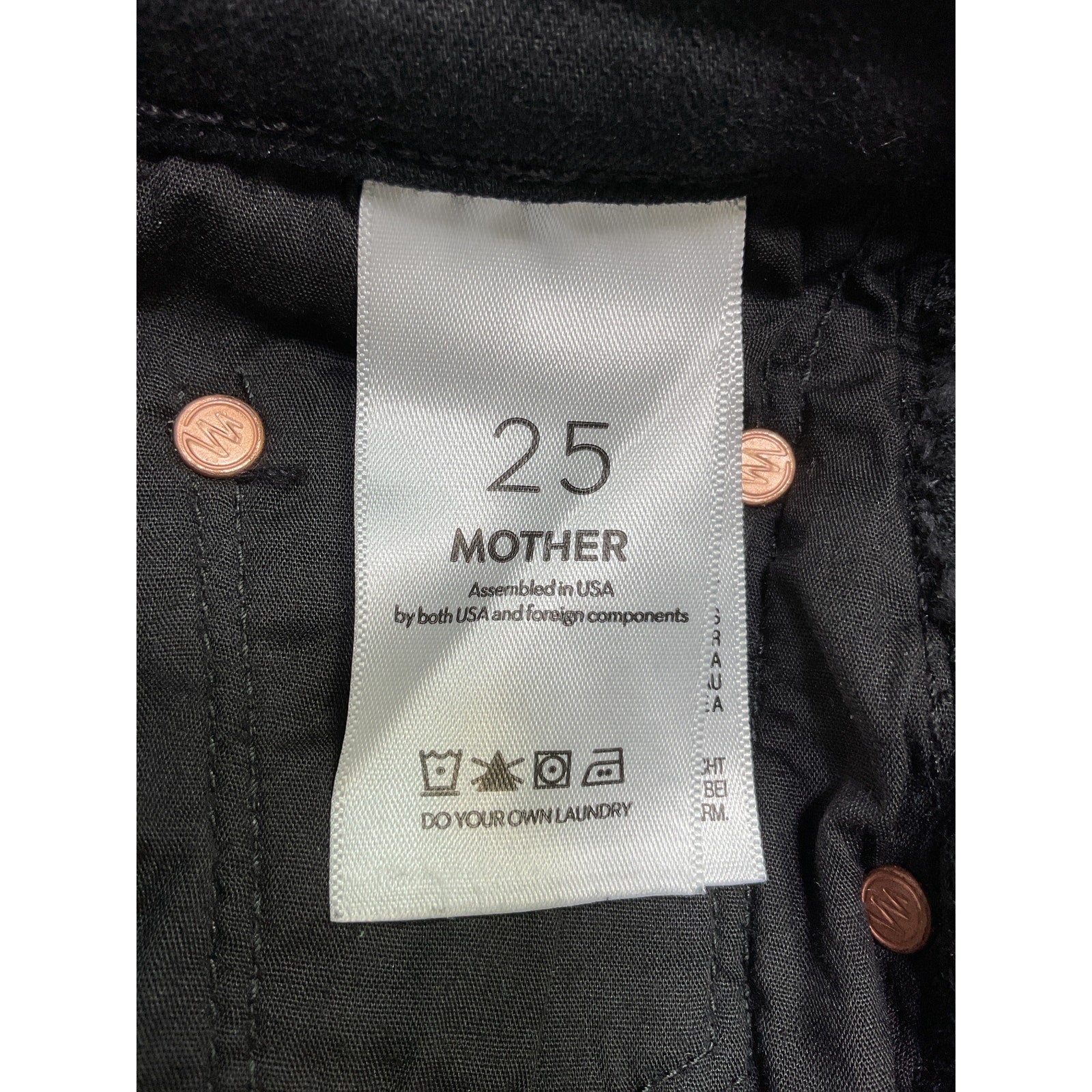 Mother Insider Crop Black Cotton Step Fray Denim Jean  Size 25