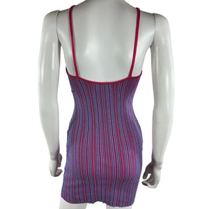 Anna Quan Ribbed Red And Blue Tanesha Mini Dress Size 6