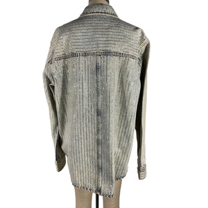 Alexander Wang Oversized Blue Crystal Stripe Shirt Size S NWT