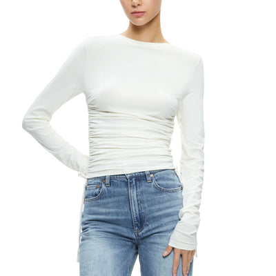 Alice + Olivia Ruched Off White Percy Top Size XS