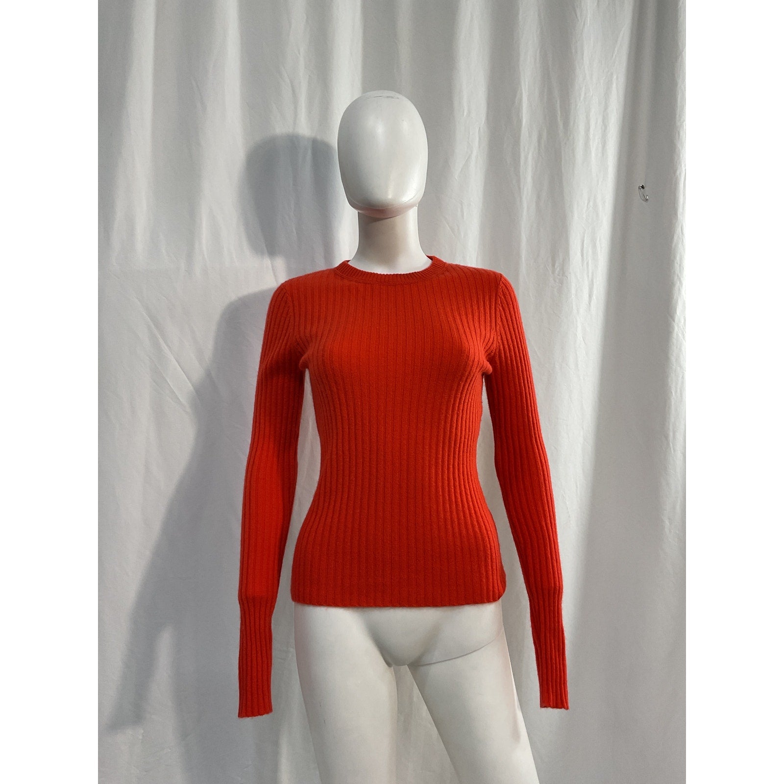 Autumn Cashmere Red Rib Crew Neck Top Size S