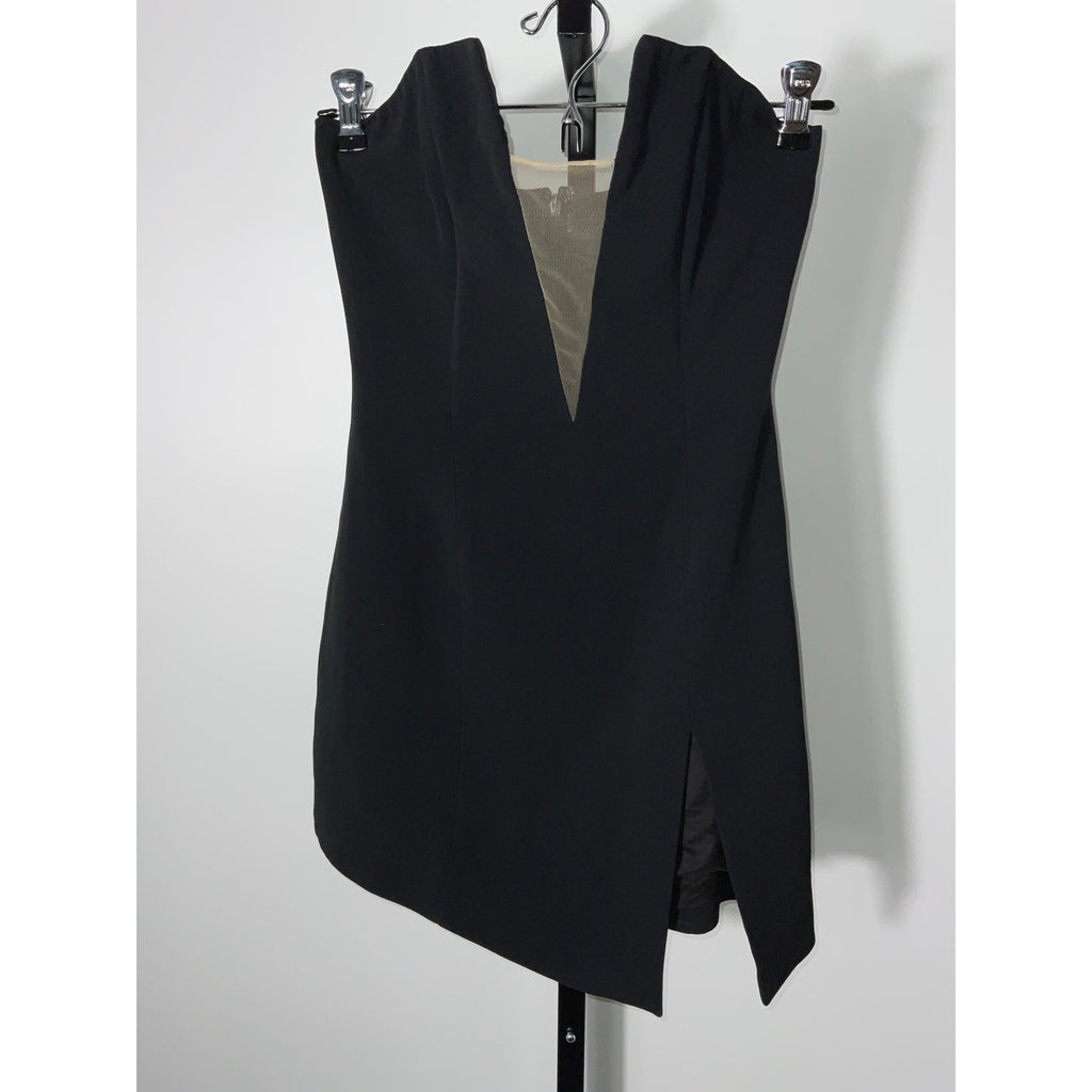 David Koma Black Acetate V Cut Mini Dress Size 4
