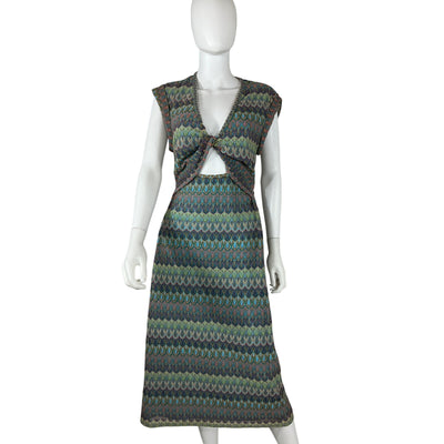 Derek Lam Chic Blue Multi Printed Long Dress Size M