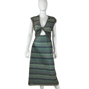 Derek Lam Chic Blue Multi Printed Long Dress Size M