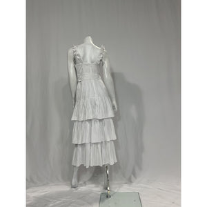 Likely 'Charlotte' White Ruffle Straps Scoopneck Dress Size 8