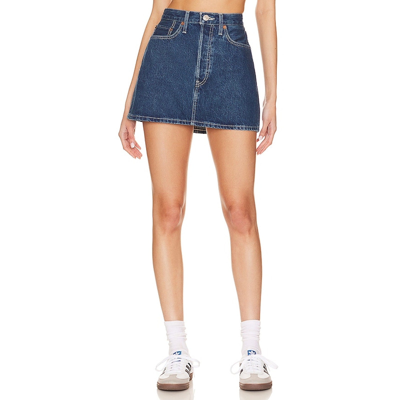 Re/Done Originasl 90S Blue Cotton Mini Skirt Size 28