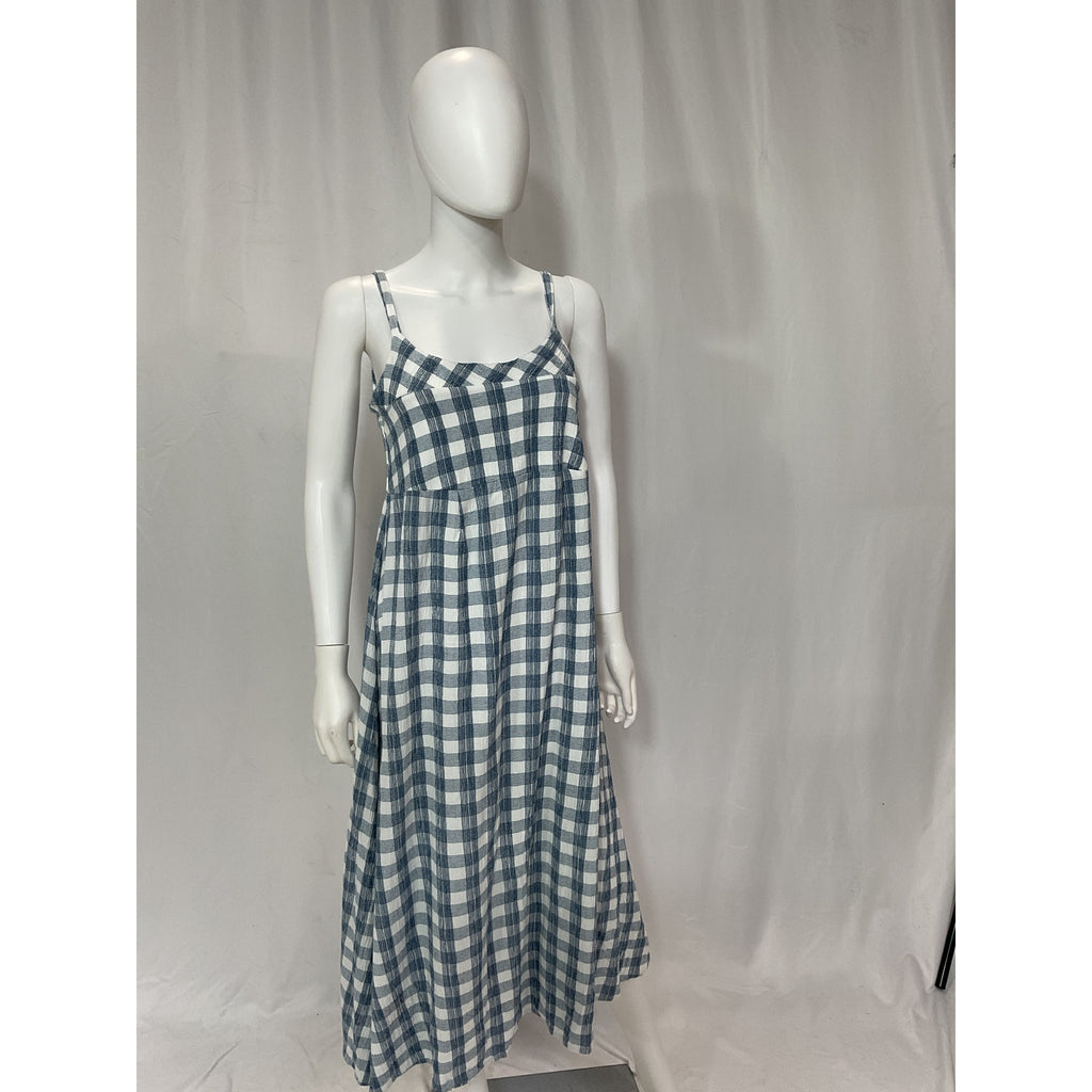 Hatch 'The Nina' White Crinkle Plaid Dress Size 1
