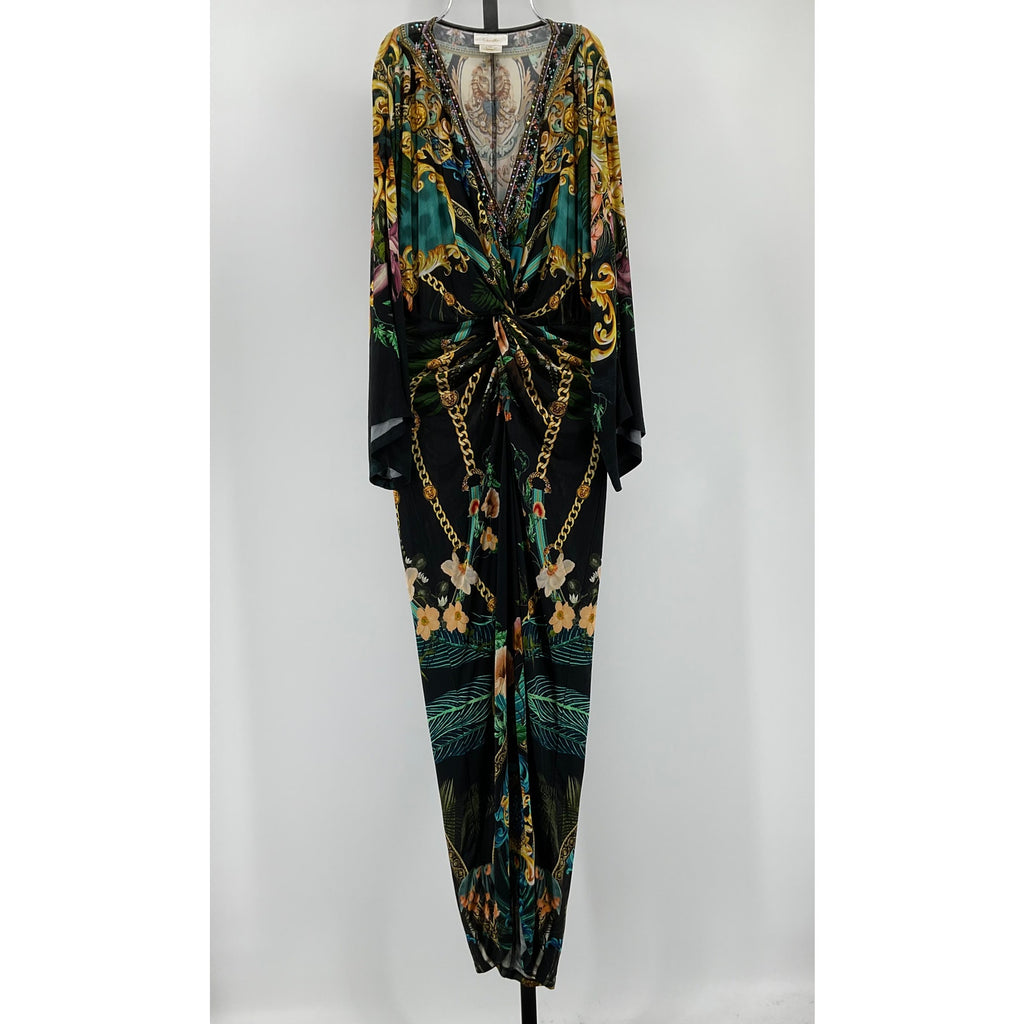 Camilla 'Split' Black Viscose Front Twist Maxi Dress Size S