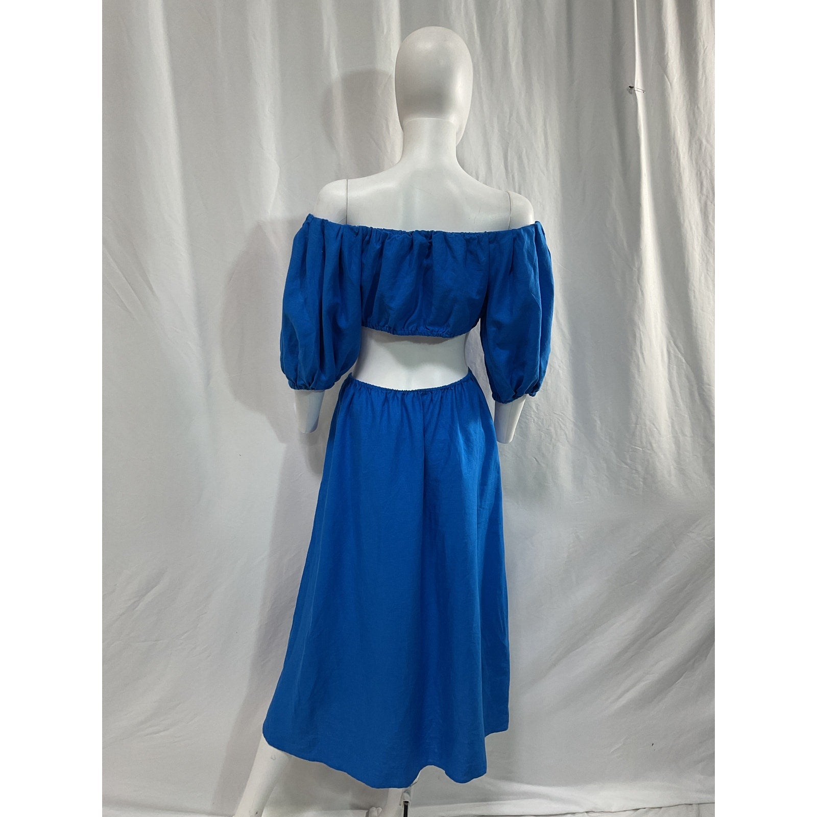 Farm Rio 'Knot' Blue Off Shouder Midi Dress Size S