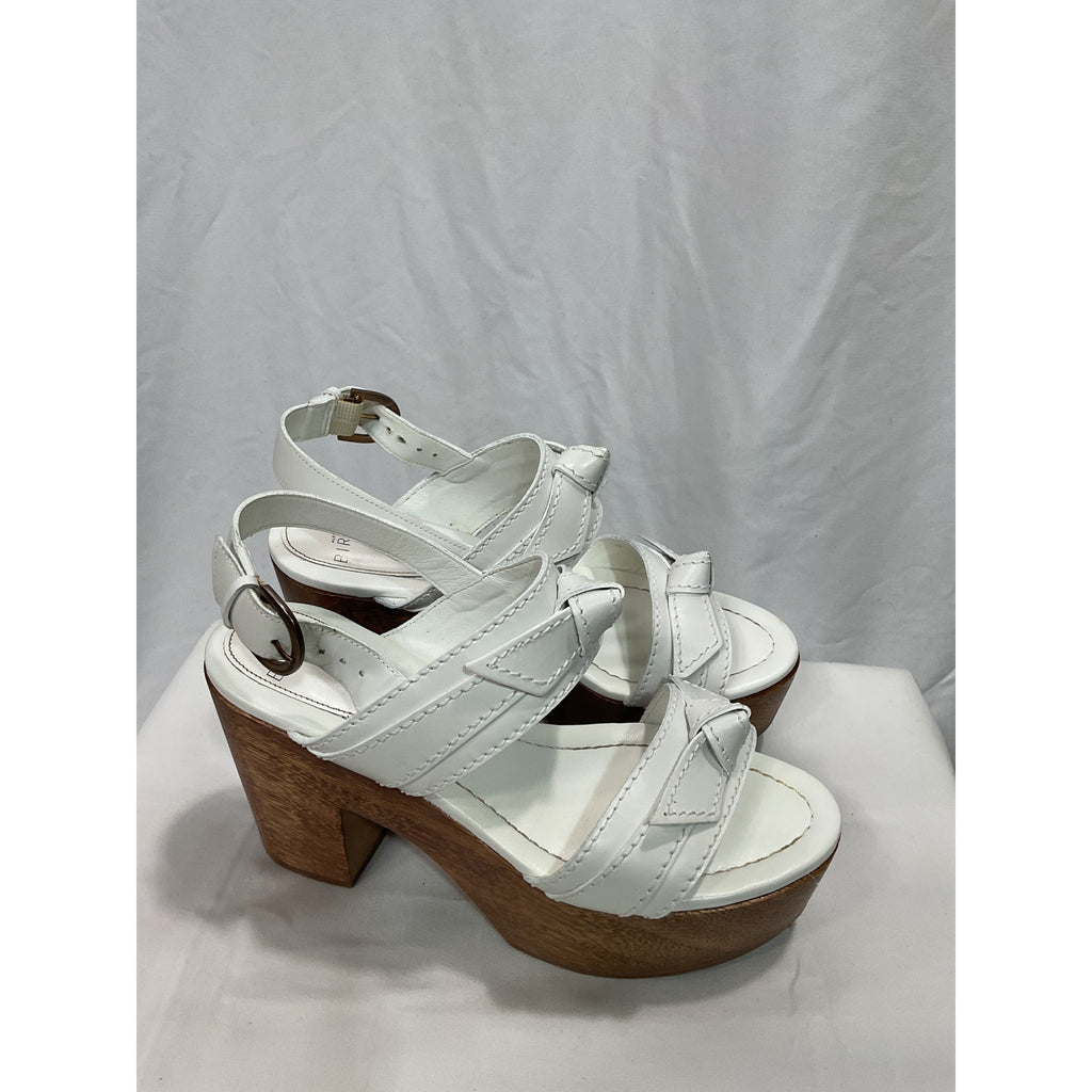 Alexandre Birman 'Clarita' White Slingback Platform Wedge Sandals Size 6.5