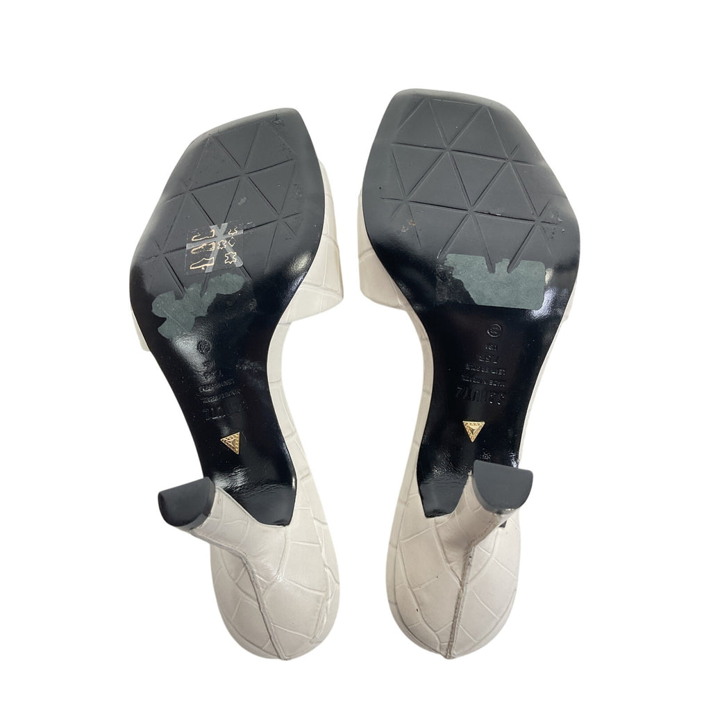 Schutz 'Posseni' White Leather Slide Sandal Size 7.5 M