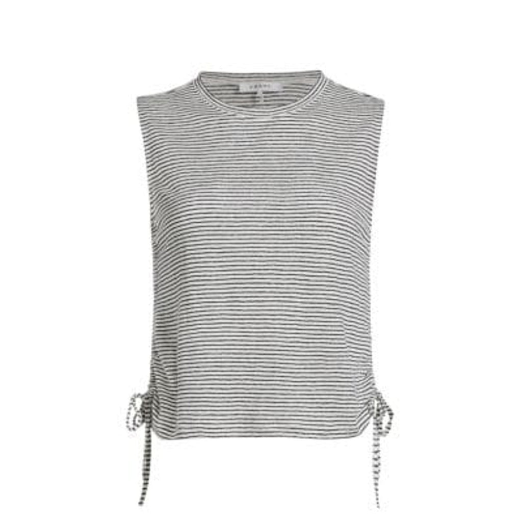 Frame Striped Black Linen Muscle Tee Size S