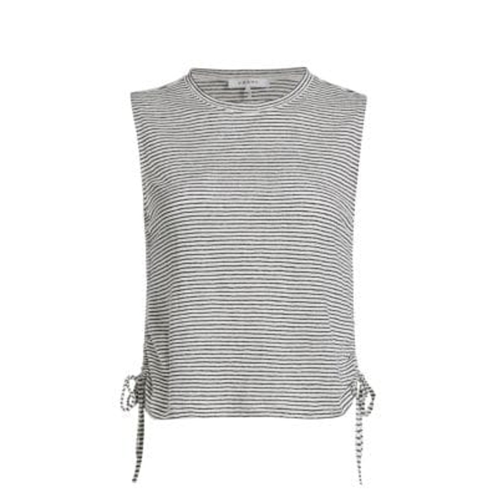 Frame Striped Black Linen Muscle Tee Size S