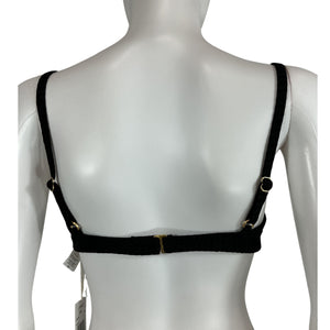 L*Space Ribbed Black Peyton Bikini Top Size DD NWT
