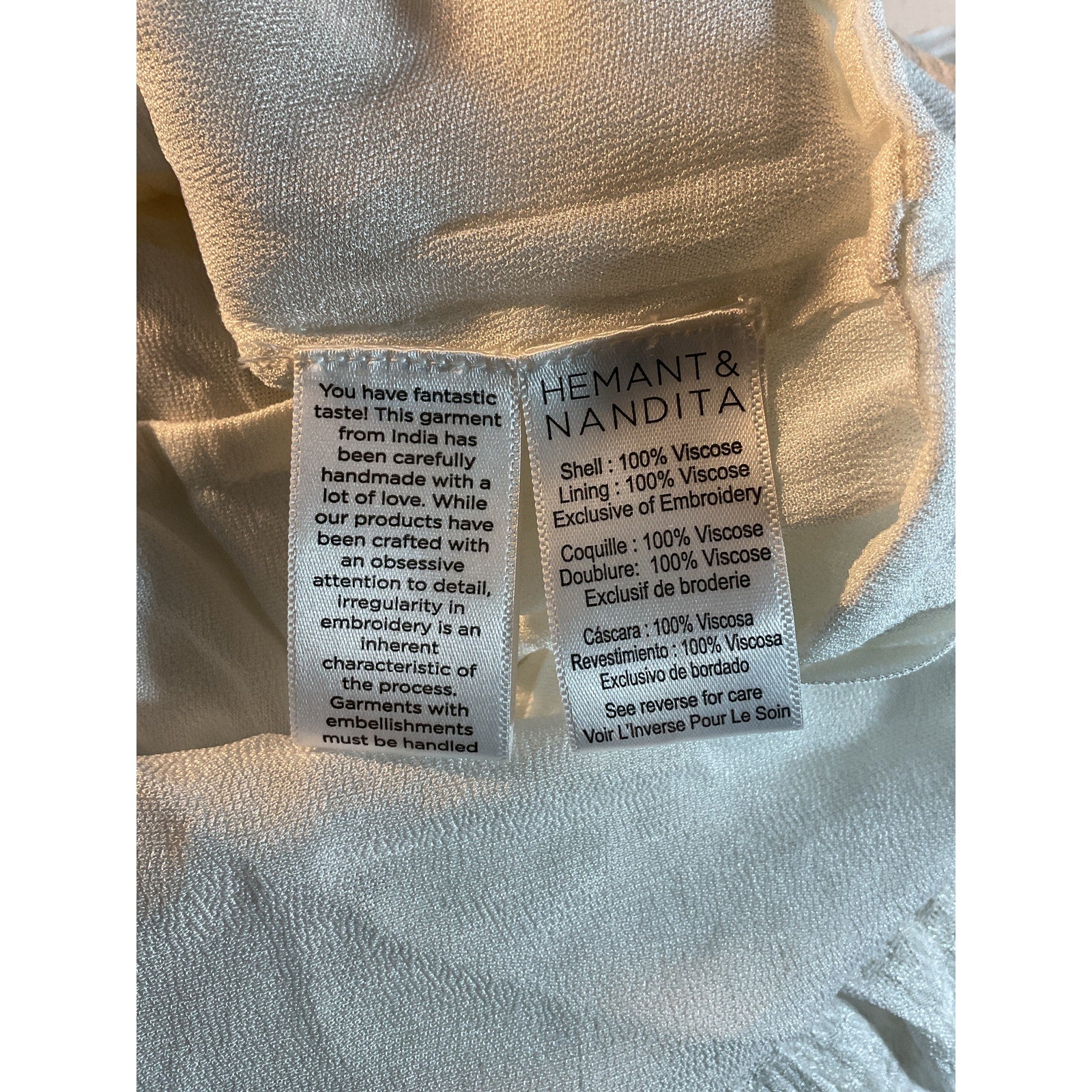 Hemant And Nandita 'Veda' White Mini Dress Size S - NWT
