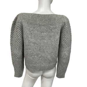 Loveshackfancy Textured Gray Knit Heritage Sweater Size S