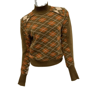 Chloé Argyle Cedar Green Turtleneck Sweater Size XS