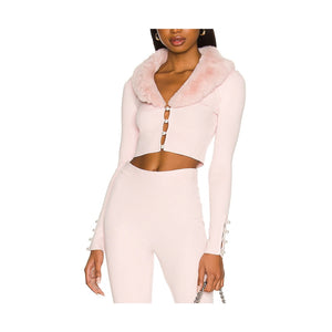 Majorelle Faux Fur Pink Laurel Cardigan Size XS