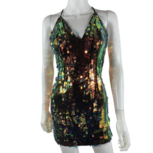 Ramy Brook Embellished Iridescent Sequin Crisscross Back Mini Dress Size 0
