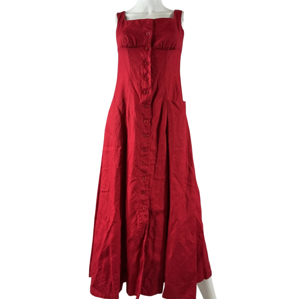 Reformation 'Louisa' Red Linen Dress Size 2