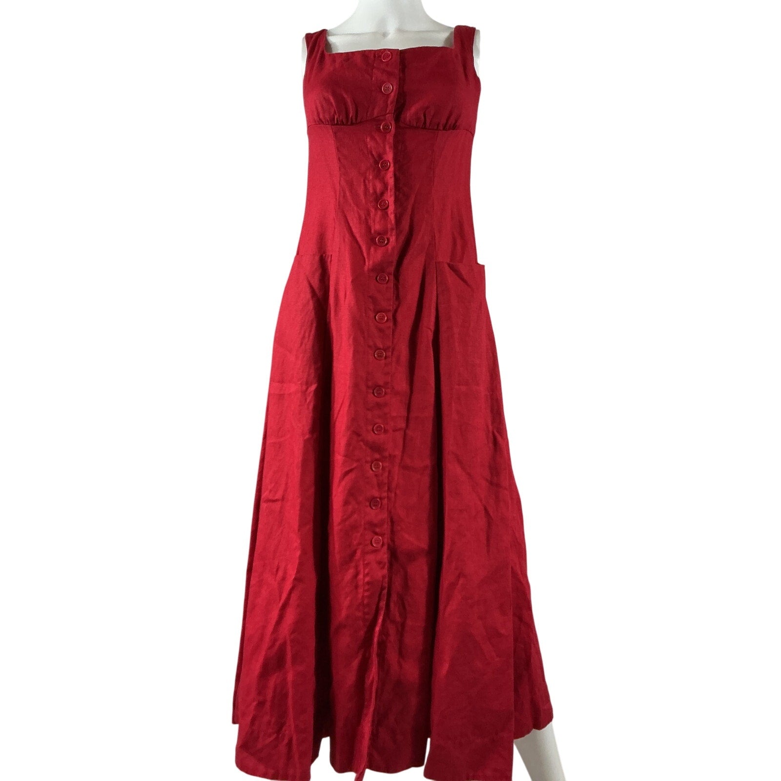 Reformation 'Louisa' Red Linen Dress Size 2