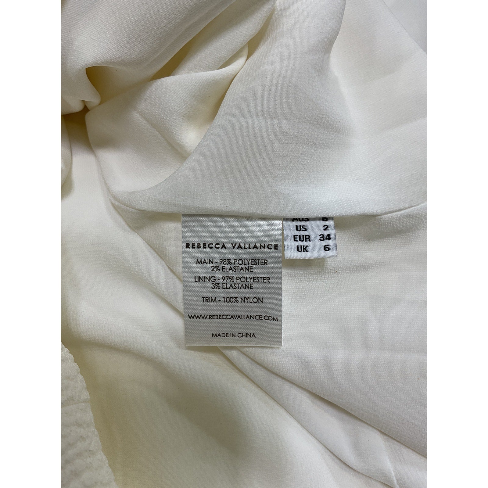 Rebecca Vallance 'Calla' White Cloqu� Midi Dress Size 2 - NWT