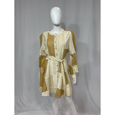 Sézane 'Lou' White Gathered Sleeves Dress Size 14