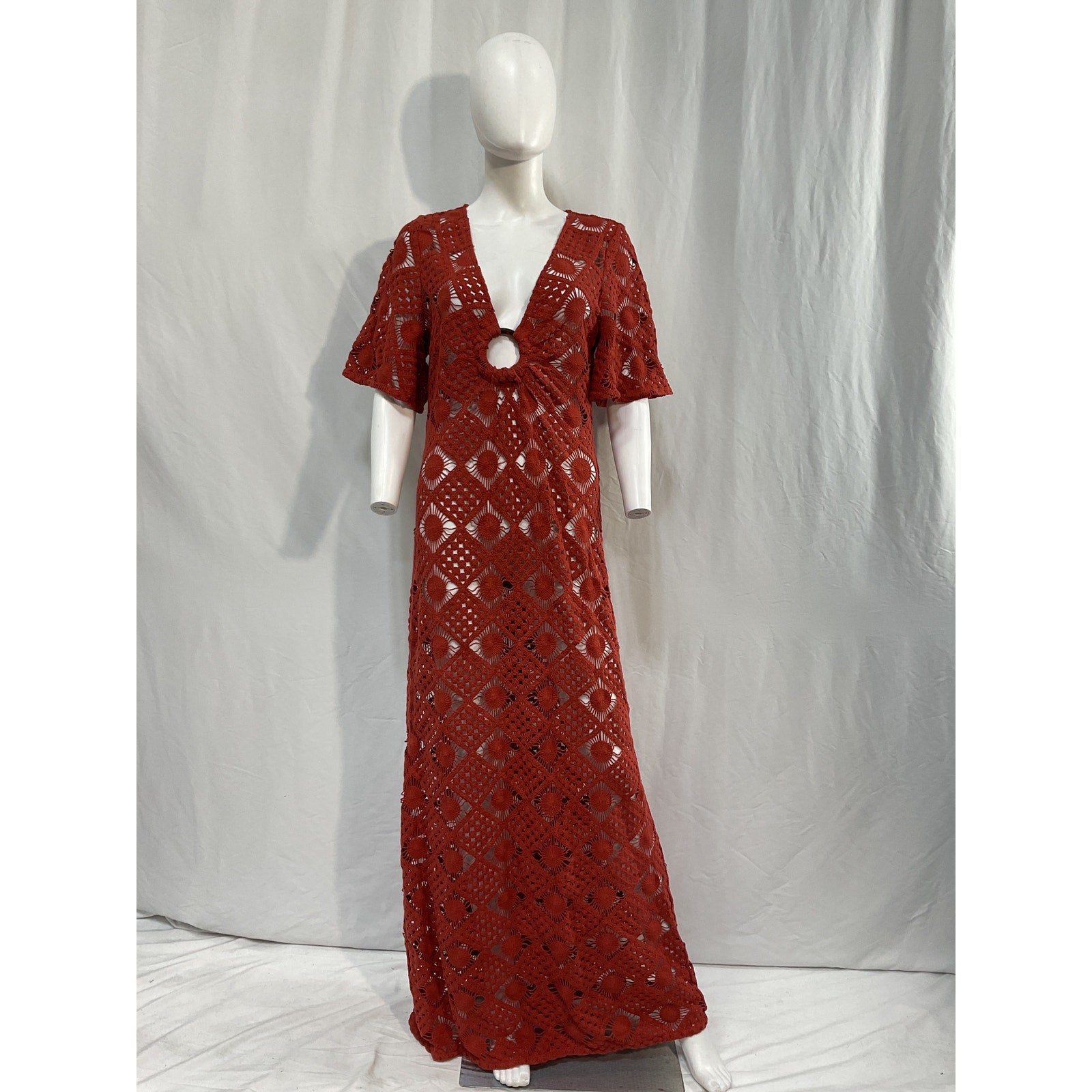 House Of Harlow 1960 x Revolve 'Oceane' Brown Cotton Maxi Dress Size M
