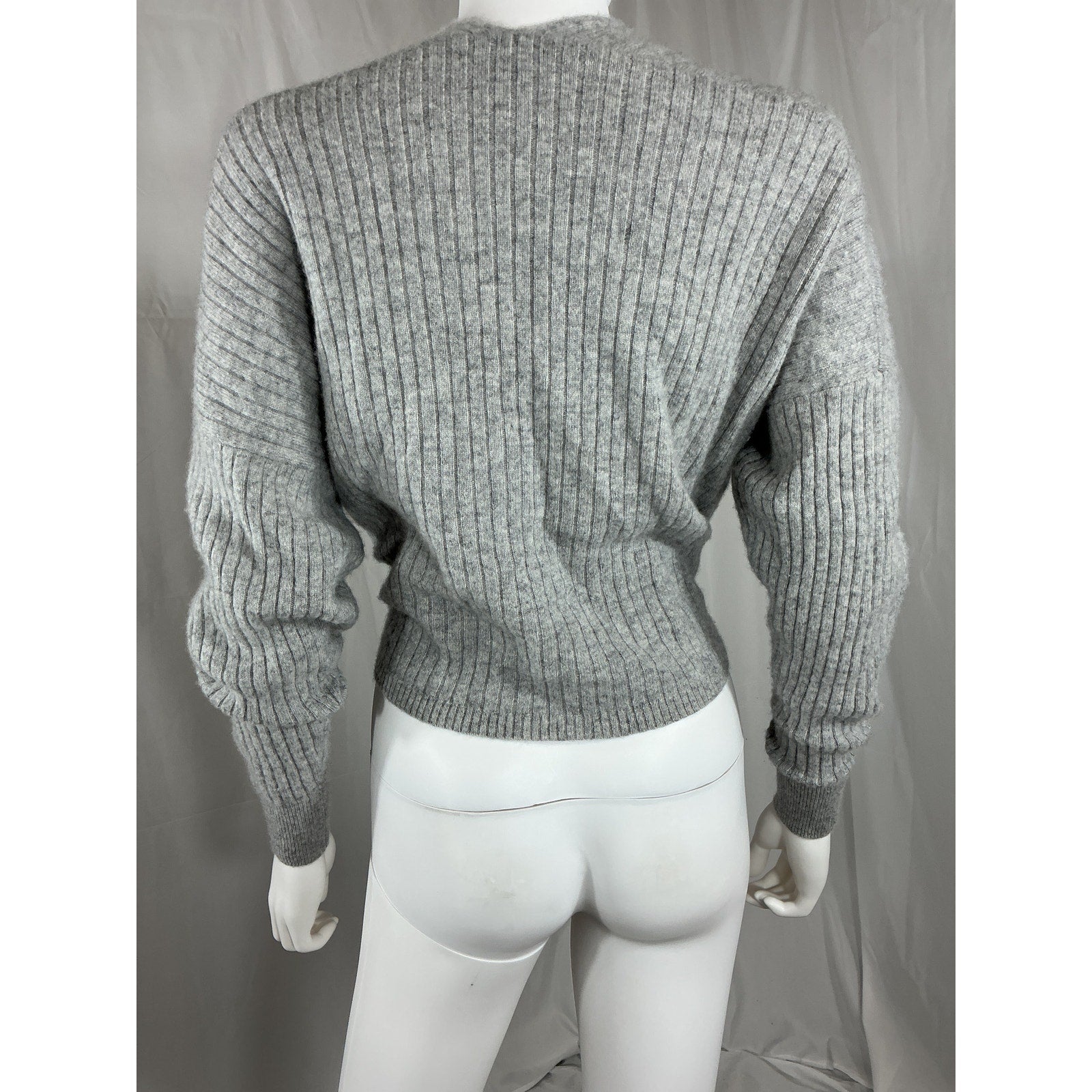 Autumn Cashmere Grey Cashmere Tie Front Rib Cardigan Size L