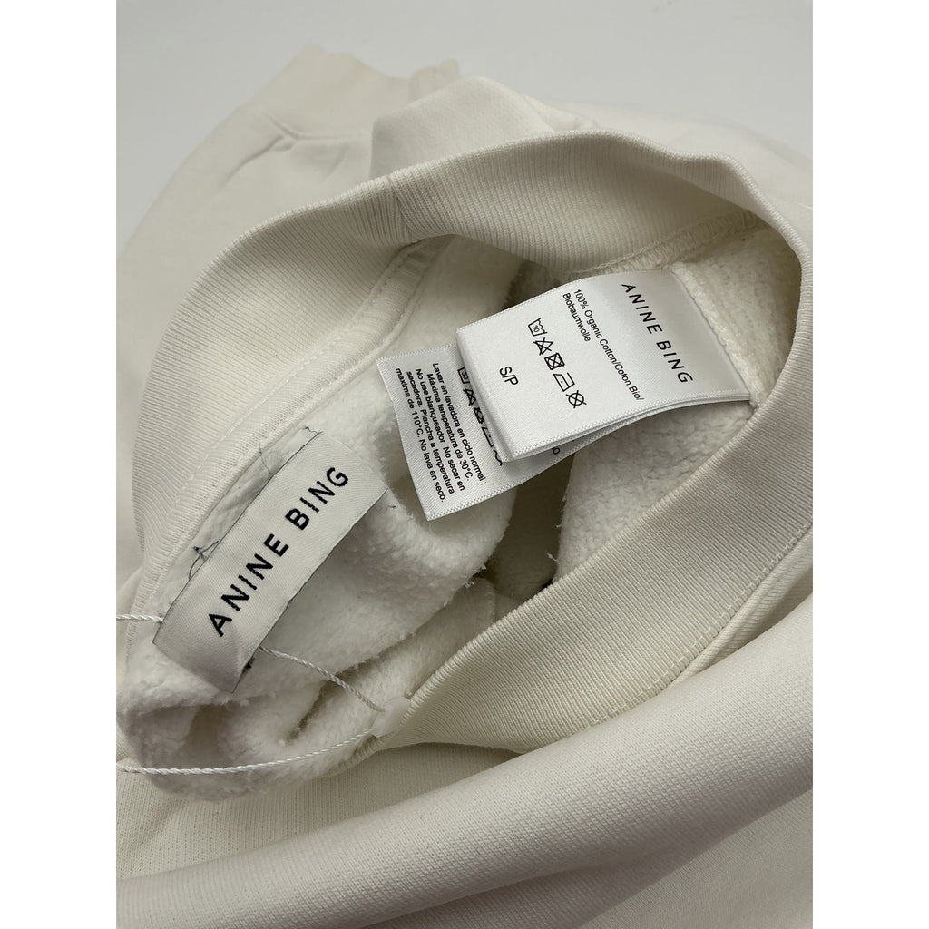 Anine Bing 'Jaci' White Cotton Smiley Sweatshirt Size S
