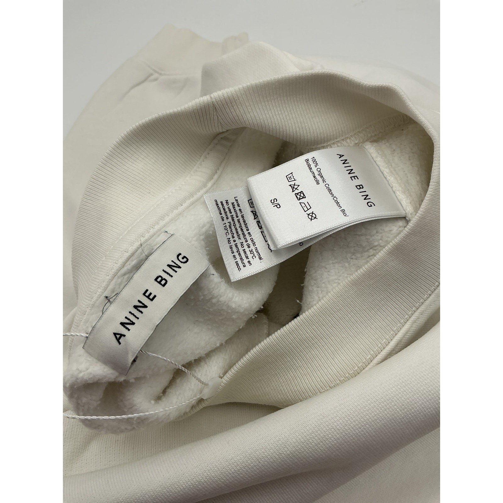 Anine Bing 'Jaci' White Cotton Smiley Sweatshirt Size S