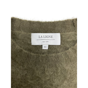 La Ligne Fuzzy Olive Crewneck Sweater Size XS