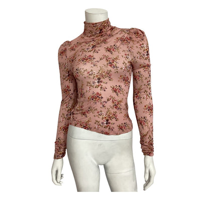 Loveshackfancy Floral Berry Cobbler Vienna Turtleneck Top Size XS