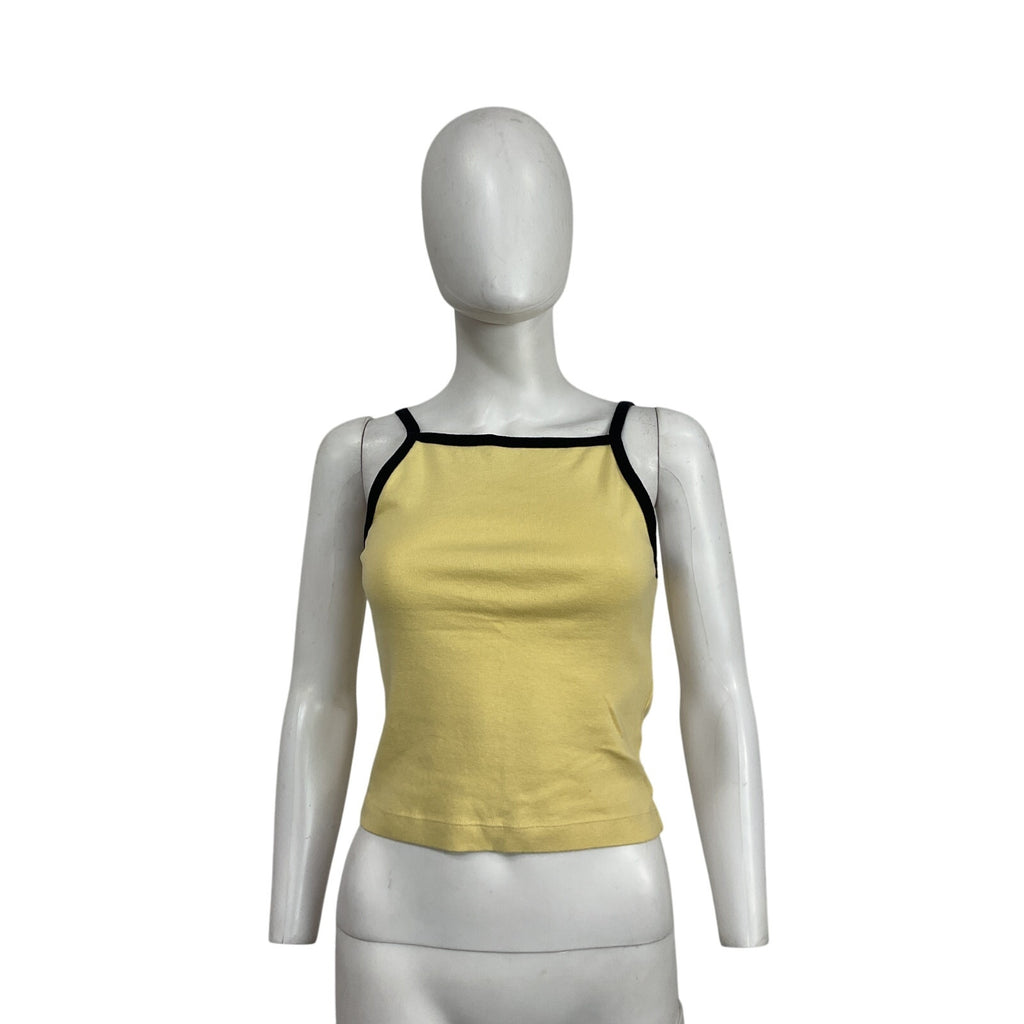 D�en 'Angie' Yellow Cotton Ringer Tank Top Size S