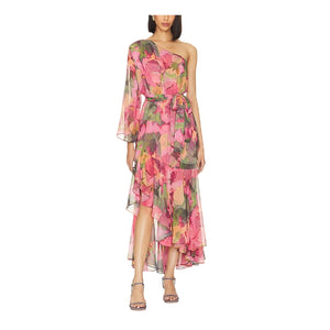 Misa Los Angeles Asymmetric Watermelon Tourmaline Sabrina Dress Size M