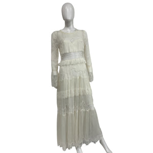 Loveshackfancy 'Rosney' Beige Polyester Lace Maxi Dress Size 6