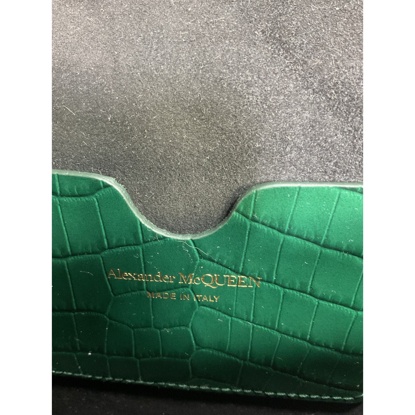Alexander Mcqueen 'Skull' Green Mini Embellished Croc-Effect Leather Shoulder Bag
