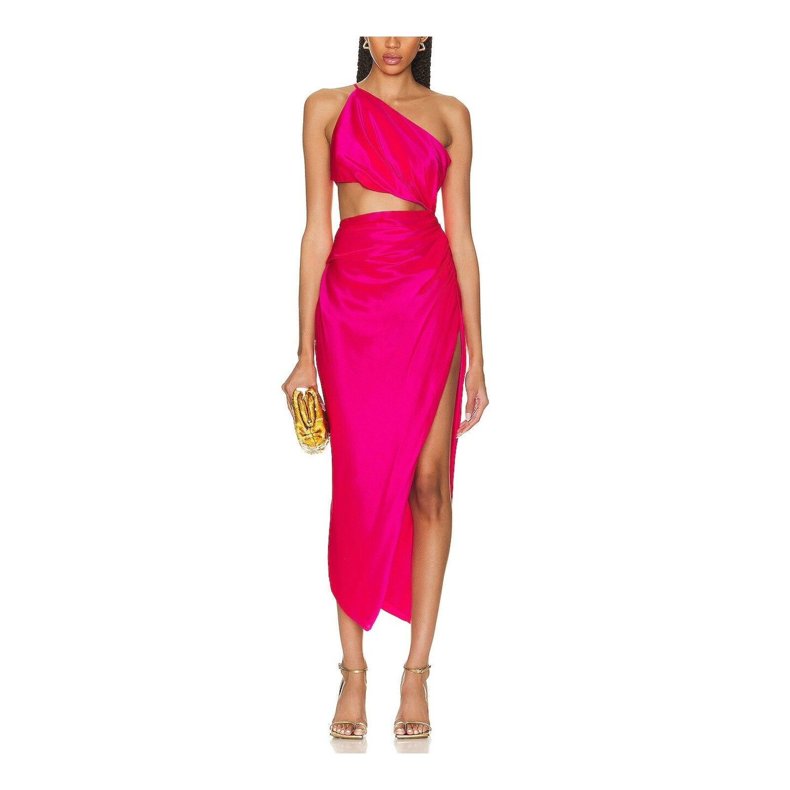 The Sei Pink Silk One Shoulder Cut Out Dress Size 2