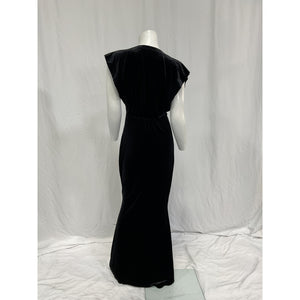 Norma Kamali V Neck Black Polyester Rectangle Gown Size S