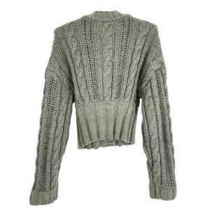 L'Academie Cropped Heather Grey Eleni Cardigan Size XS