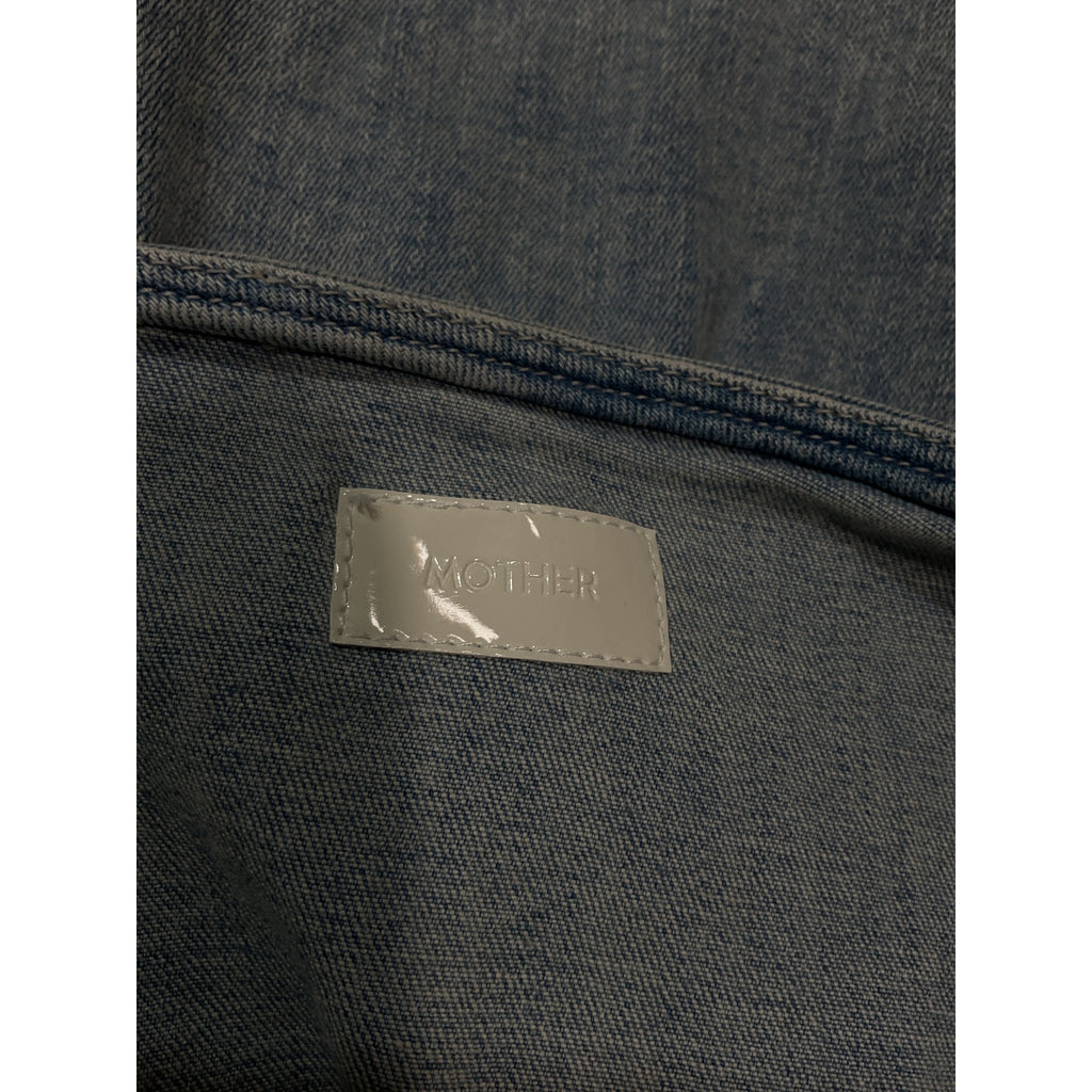 Mother 'The Ruffle' Blue Mini Raw Edge Denim Skirt Size 28