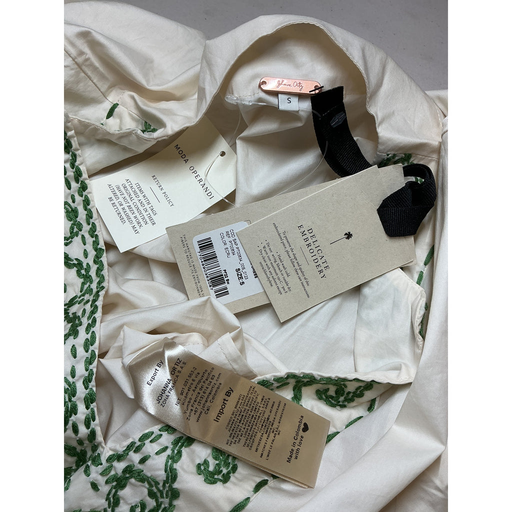 Johanna Ortiz 'Arrecifes' Green Stretch-Cotton Mini Dress Size S - NWT