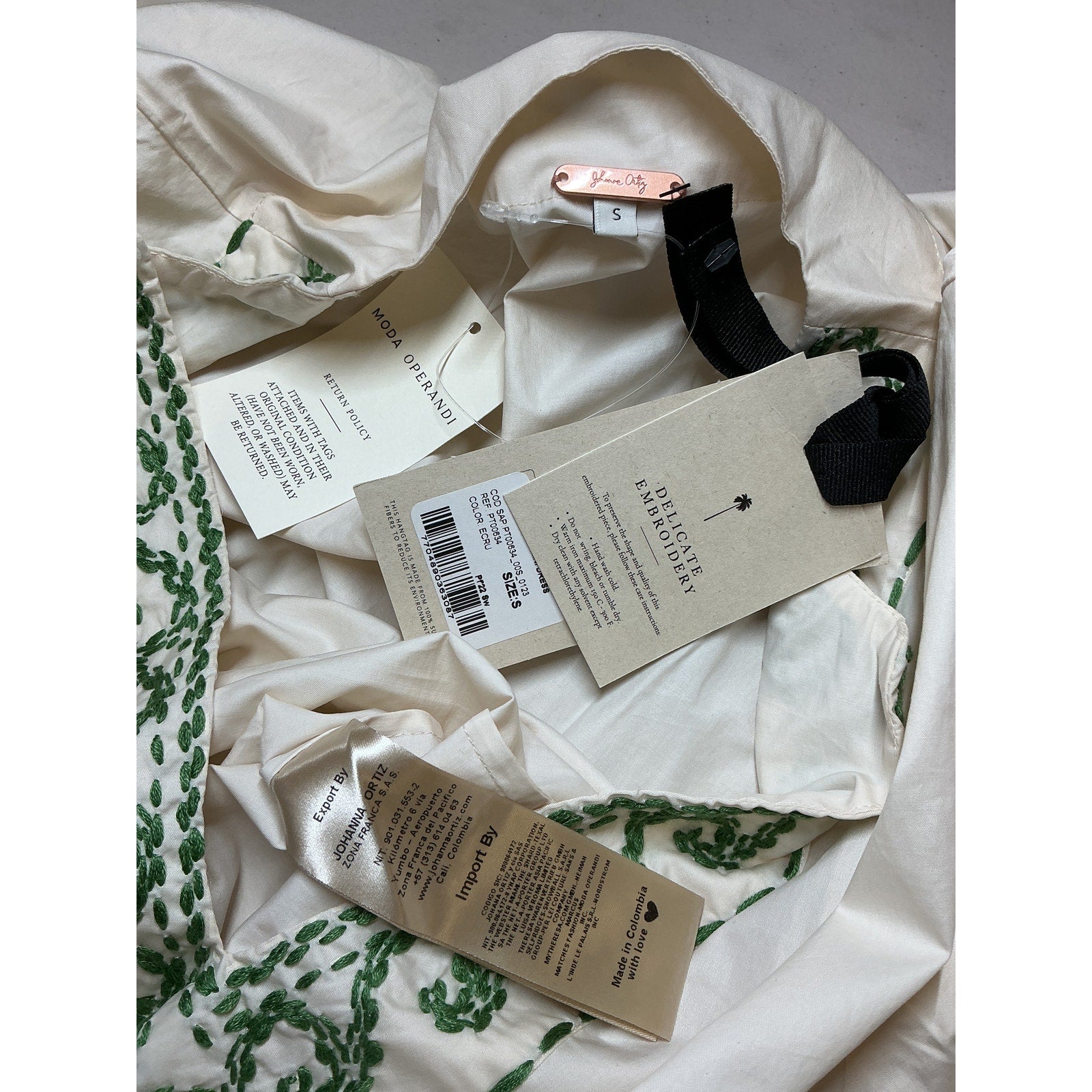 Johanna Ortiz 'Arrecifes' Green Stretch-Cotton Mini Dress Size S - NWT