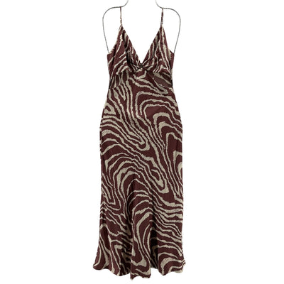 Simkhai Sleek Mahogany Jumbo Moire Eliza Cutout Dress Size XS