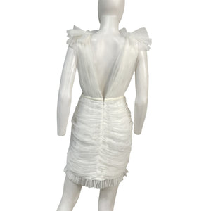 Sau Lee Ruffled Ivory Harlie Mini Dress Size 6