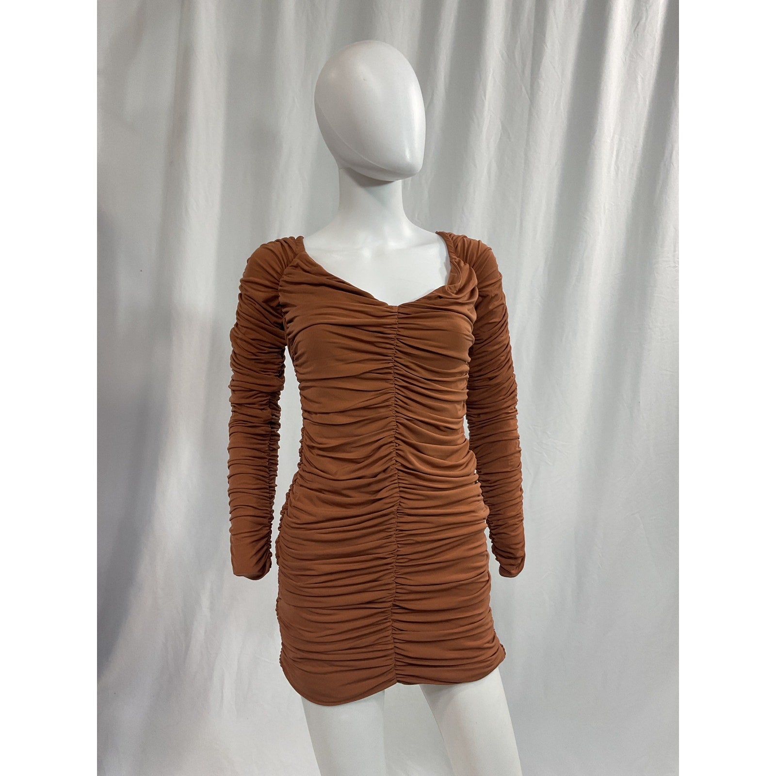 Michael Costello x Revolve 'Ana' Brown Off Shoulder Mini Dress Size S
