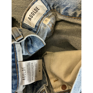 Agolde 'Riley' Blue Cotton High Rise Straight Crop Denim Jean Size 26