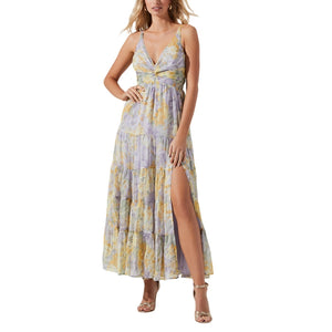 Astr The Label Floral Tiered Maxi Multicolor Elsa Dress Size XS