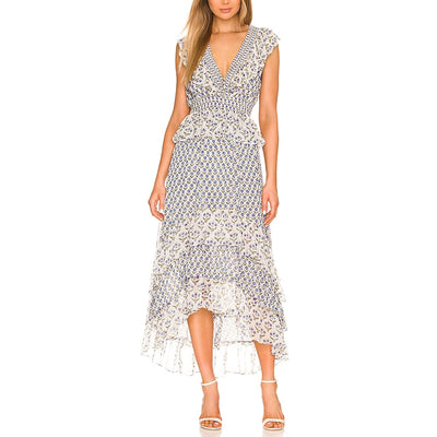 Misa Los Angeles Ruffled Blue Ingrid Dress Size XS